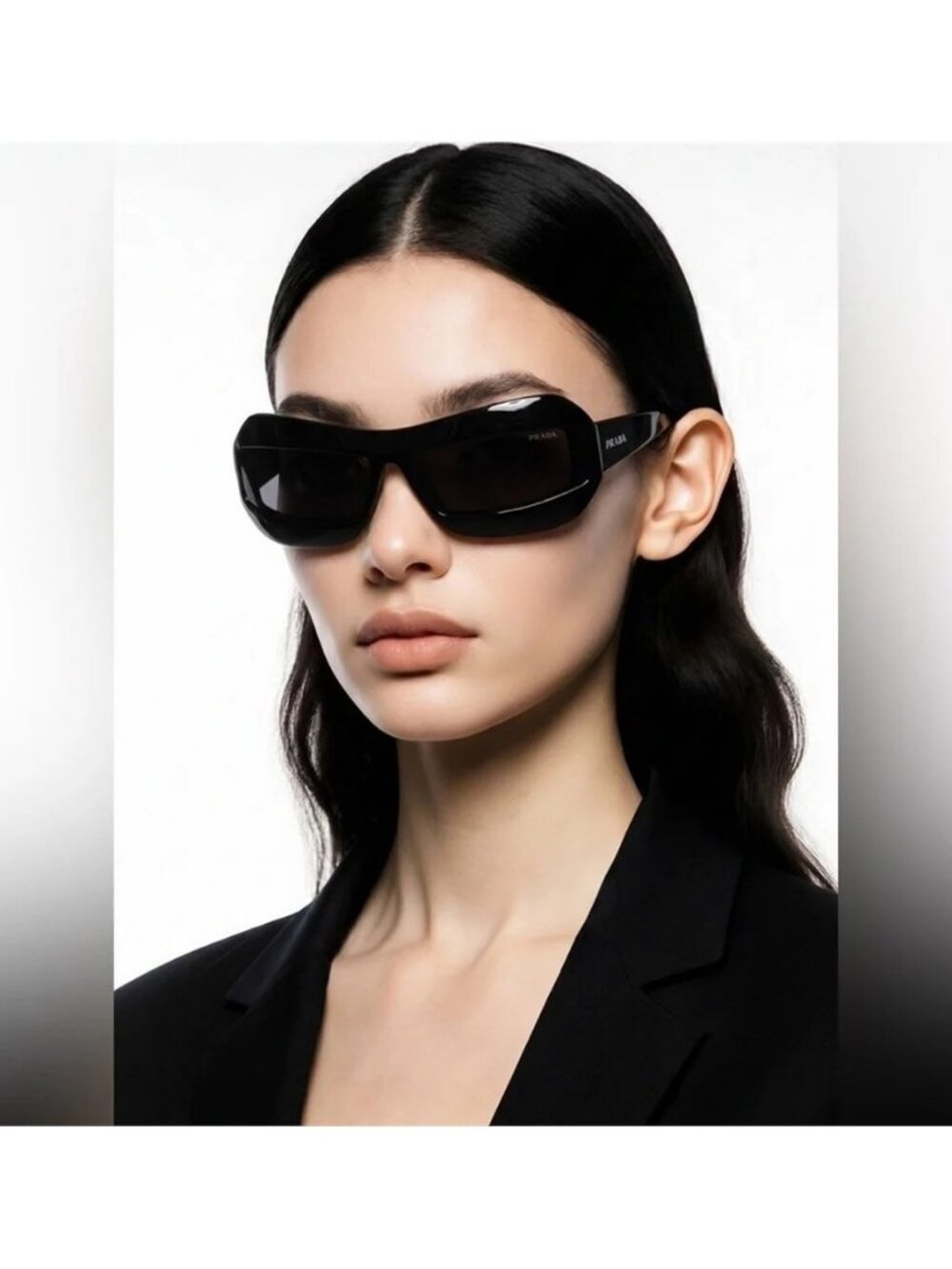 New Authentic Stylish Black Sunglasses Prada SPR30Y 1AB-5s0 - Picture 7 of 13